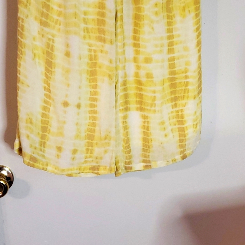 MARJORELLE REVOLVE Theo Tie Dye Yellow Flowy Crop Waist Tie Pants Sz XXS - Picture 4 of 7